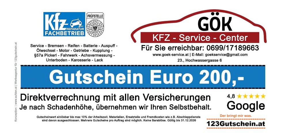 123Gutschein.at | Der bringt mir was. End of Rust Gök Service KFZ Center 1230 Wien